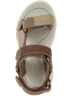 Leder-Sandalen in Braun/ Khaki