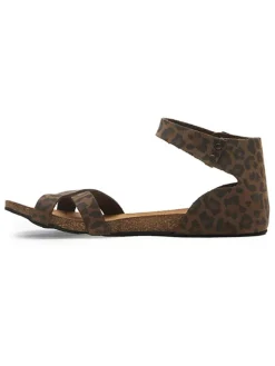 Leder-Sandalen in Braun/ Schwarz
