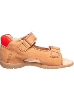 Leder-Sandalen in Camel