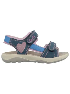 Leder-Sandalen in Dunkelblau/ Rosa