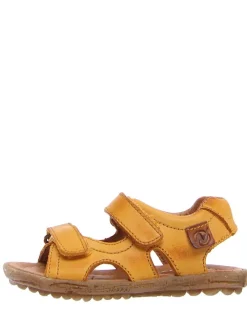 Leder-Sandalen in Gelb