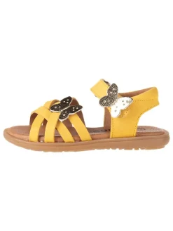 Leder-Sandalen in Gelb