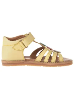 Leder-Sandalen in Gelb