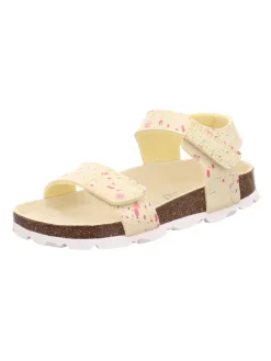 Leder-Sandalen in Gelb