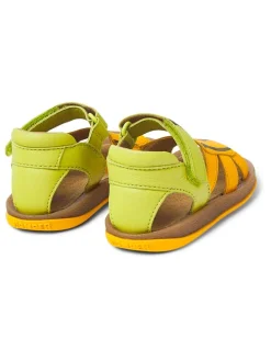 Leder-Sandalen in Gelb/ Grün