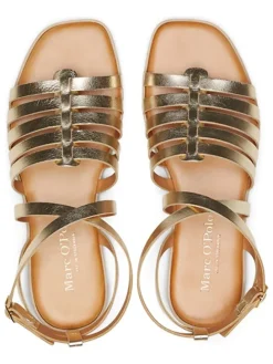 Leder-Sandalen in Gold