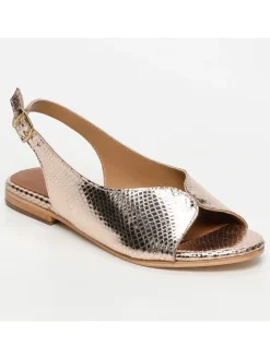 Leder-Sandalen in Gold