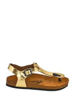 Leder-Sandalen in Gold