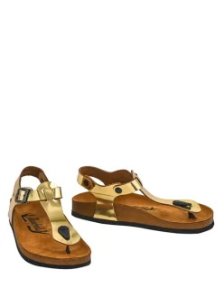 Leder-Sandalen in Gold