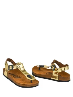 Leder-Sandalen in Gold