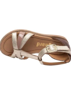 Leder-Sandalen in Gold/ Braun