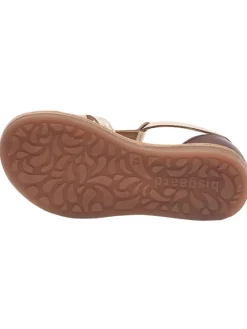 Leder-Sandalen in Gold/ Braun