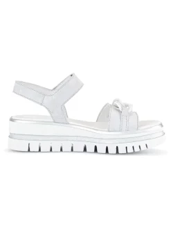 Leder-Sandalen in Grau