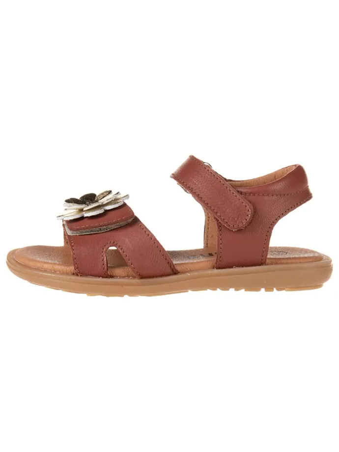 Leder-Sandalen in Helbraun