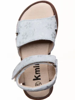 Leder-Sandalen in Hellblau