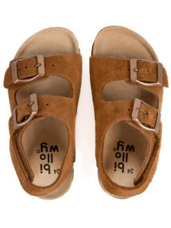 Leder-Sandalen in Hellbraun