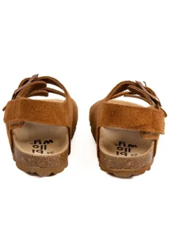 Leder-Sandalen in Hellbraun