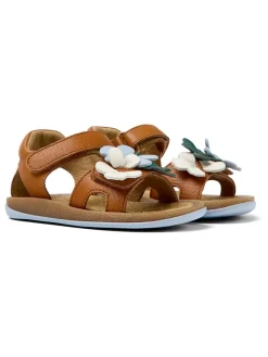 Leder-Sandalen in Hellbraun