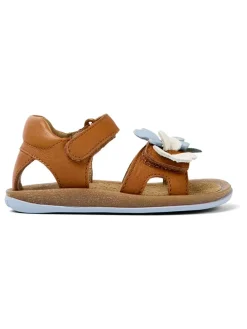 Leder-Sandalen in Hellbraun