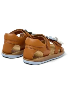 Leder-Sandalen in Hellbraun