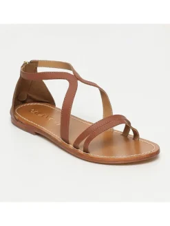 Leder-Sandalen in Hellbraun