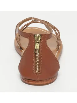 Leder-Sandalen in Hellbraun