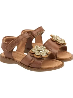 Leder-Sandalen in Hellbraun