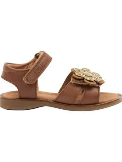 Leder-Sandalen in Hellbraun