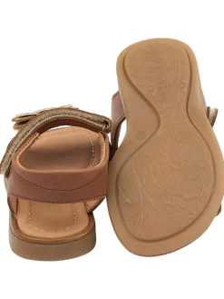 Leder-Sandalen in Hellbraun