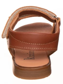 Leder-Sandalen in Hellbraun