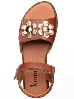 Leder-Sandalen in Hellbraun