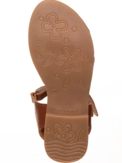 Leder-Sandalen in Hellbraun