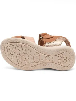 Leder-Sandalen in Hellbraun/ Rosa