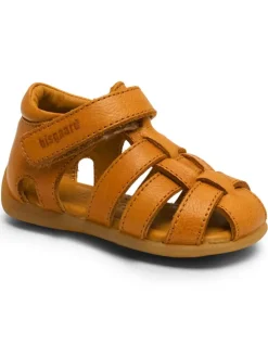 Leder-Sandalen in Hellbraun
