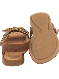 Leder-Sandalen in Hellbraun