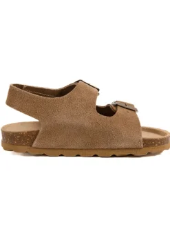 Leder-Sandalen in Hellbraun