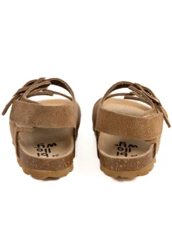 Leder-Sandalen in Hellbraun