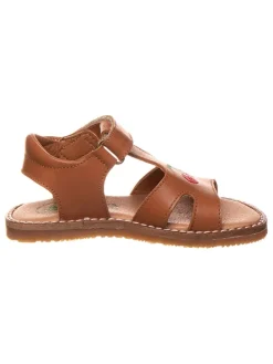Leder-Sandalen in Hellbraun