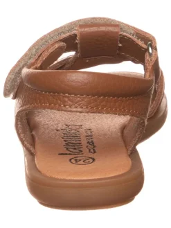 Leder-Sandalen in Hellbraun