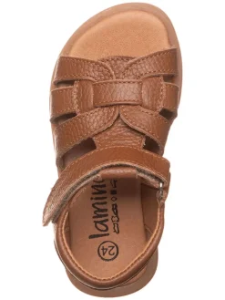 Leder-Sandalen in Hellbraun