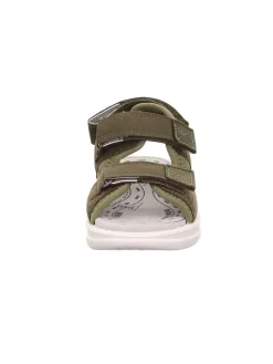 Leder-Sandalen in Khaki