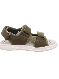 Leder-Sandalen in Khaki