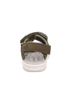 Leder-Sandalen in Khaki