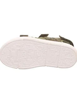 Leder-Sandalen in Khaki