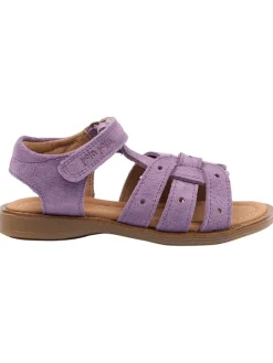 Leder-Sandalen in Lila