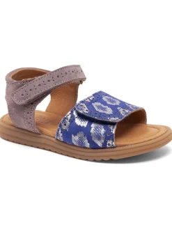 Leder-Sandalen in Lila/ Blau/ Silber
