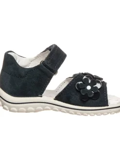 Leder-Sandalen in Navy