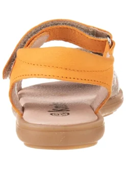 Leder-Sandalen in Orange/ Gold