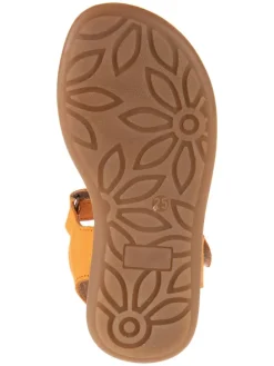 Leder-Sandalen in Orange/ Gold