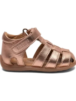Leder-Sandalen in Rosa/ Gold